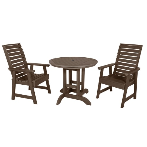 Sequoia Professional Aurora Round Dining Set, 3 Piece Set, Weathered Acorn